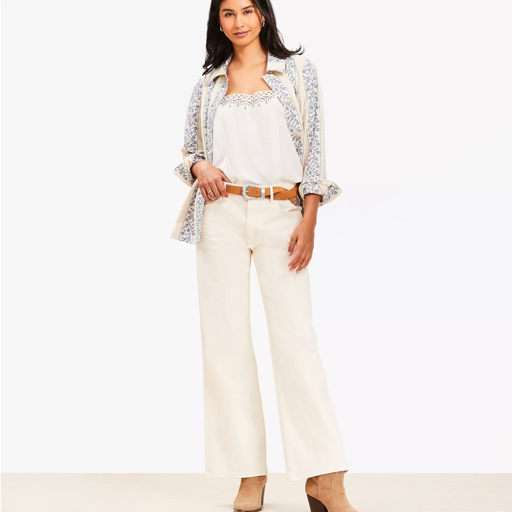 Mid Rise Wide Leg Ivory